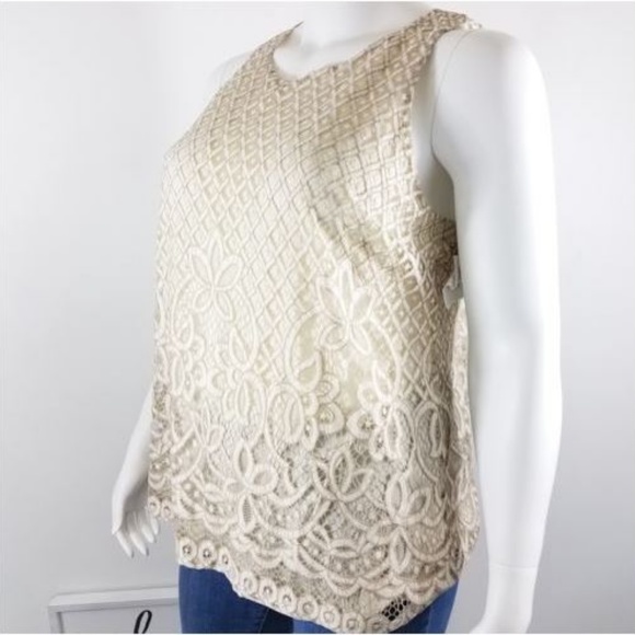 3/$25 Vintage Cream Embroidered Lace Top XL - Picture 4 of 7